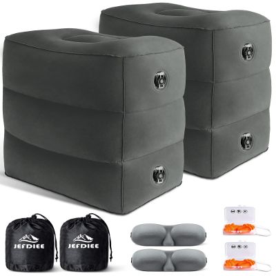 JefDiee Inflatable Foot Rest Pillow, Kids Airplane Bed, Adjustable 3 Layers Height Leg Rest Pillow, Airplane Travel Essentials Great for Airplane, Office, Home, Trains, Cars