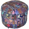 Indian Pouffe Floor Ottoman Pouffe Cotton Patchwork Embroidered Decor Seating (18" x 18" x 14" Inch) view 3