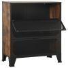 Tidyard Compact Storage Cabinet, Rustic Brown Metal and MDF Wall Mounted Shelf Unit with Multiple Compartments, 28.3x14.2x32.3 Inches for Living Room, Office, Bedroom Organization view 4