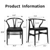 Forsho Set of 2 Solid Wood Wishbone Dining Chair with PU Soft Seat Cushion,Mid-Century Y Back Weave Dining ChairAsh Wood - Black + Cushion view 3