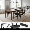 Forsho Set of 2 Solid Wood Wishbone Dining Chair with PU Soft Seat Cushion,Mid-Century Y Back Weave Dining ChairAsh Wood - Black + Cushion view 4