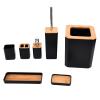 7Pcs Bathroom Accessories Set , ABS bamboos Material soaps Box Toothbrush Holder Toilet Brush Trash Bin Hand Washing Bottle Mouthwashing Cup Kit for Home Hotel(Black) , 7Pcs Bathroom Accessories Set view 1