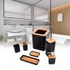 7Pcs Bathroom Accessories Set , ABS bamboos Material soaps Box Toothbrush Holder Toilet Brush Trash Bin Hand Washing Bottle Mouthwashing Cup Kit for Home Hotel(Black) , 7Pcs Bathroom Accessories Set view 3