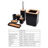 7Pcs Bathroom Accessories Set , ABS bamboos Material soaps Box Toothbrush Holder Toilet Brush Trash Bin Hand Washing Bottle Mouthwashing Cup Kit for Home Hotel(Black) , 7Pcs Bathroom Accessories Set view 4