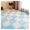 30 Pcs Interlocking Foam Mats,Plush Puzzle Floor Mat,Interlocking Floor Carpet Tiles with Border,Shaggy Area Rug for Bedroom,12X12 Inch,White+Blue view 1