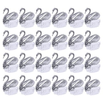 24Pcs Wedding Candy Boxes Swan Shaped Candy Containers Packing Boxes Ornament Fillable Pouch Party Favors for Wedding Bridal Shower Party Supplies Silver
