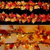 Fall Maple Leaf String Lights Plug in 120V UL Certified, Thanksgiving Decorations Fall Garland Lights String 8ft with Traditional 35 Incandescent Bulbs for Halloween Garland Fall Decor for Outdoor view 1