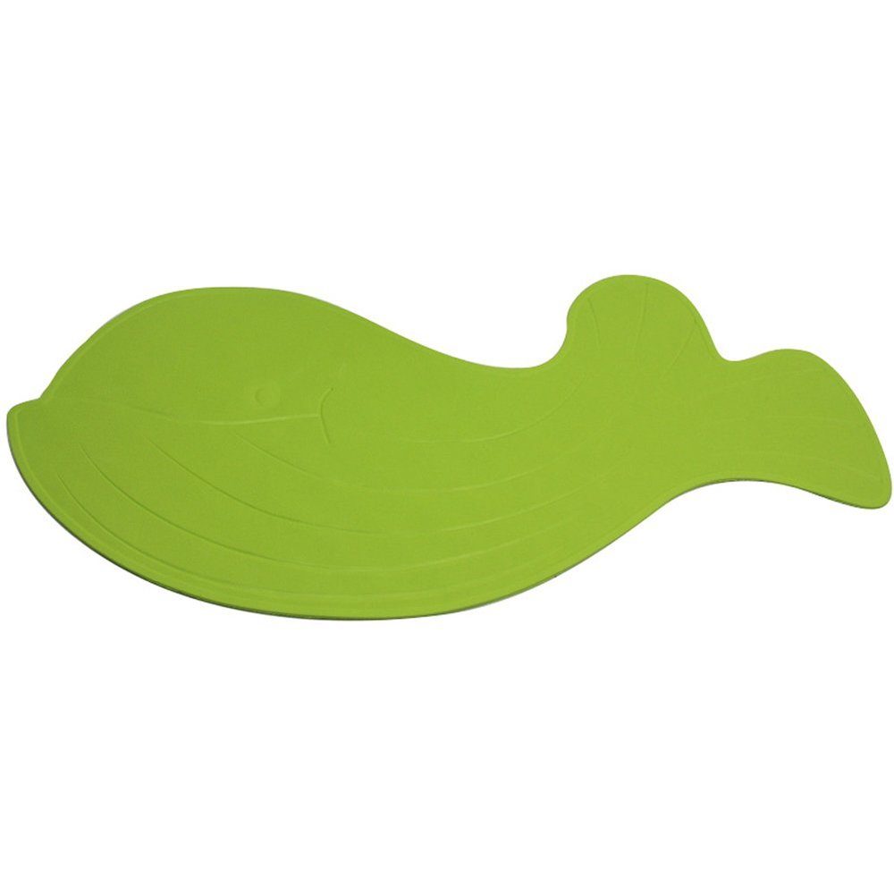 Bathroom Shower Mat Non Slip Bath Tub Mat Whale Shape Soft Rubber Safe Shower Mats with Suction Cups Bathmats for Tub 29 x 14Inches (Green)