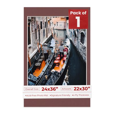 Poster Palooza 24x36 Mat Bevel Cut for 22x30 Photos - Acid Free Maroon Red Precut Matboard - For Pictures, Photos, Framing - 4-ply Thickness