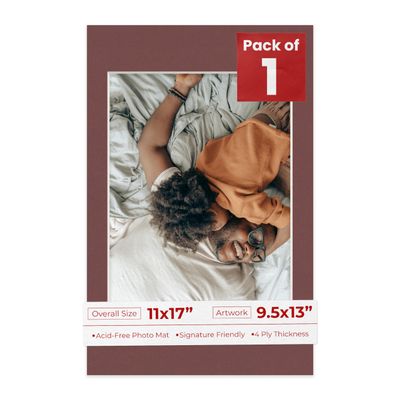 Poster Palooza 11x17 Mat Bevel Cut for 9.5x13 Photos - Acid Free Maroon Red Precut Matboard - For Pictures, Photos, Framing - 4-ply Thickness