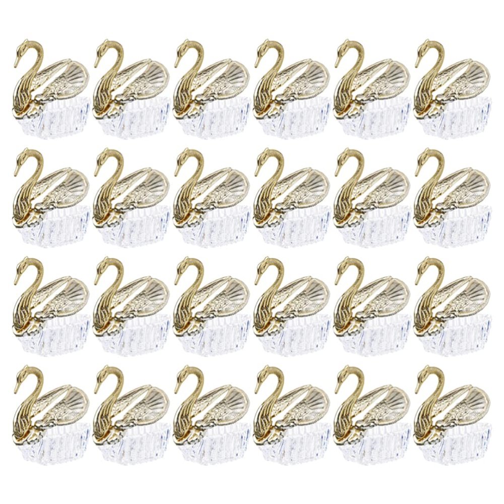 DOITOOL 24Pcs Wedding Candy Boxes Swan Shaped Candy Containers Gift Packing Boxes Ornament Fillable Pouch Party Favors for Wedding Bridal Shower Party Supplies Golden