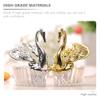 DOITOOL 24Pcs Wedding Candy Boxes Swan Shaped Candy Containers Gift Packing Boxes Ornament Fillable Pouch Party Favors for Wedding Bridal Shower Party Supplies Golden view 2