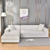 Velvet Sofa Slipover for L/U Shape Sofa Cover, Stretch 1 2 3 4 Seat Sectional Couch Cover Soft Non Slip Furniture Protector for Kids Pets Dogs (White,L Shape(3seat+4seat)) view 1