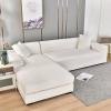 Velvet Sofa Slipover for L/U Shape Sofa Cover, Stretch 1 2 3 4 Seat Sectional Couch Cover Soft Non Slip Furniture Protector for Kids Pets Dogs (White,L Shape(3seat+4seat)) view 2