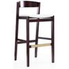 Eden Home 30.5" Contemporary Faux Leather Barstool in Ivory/Gold/Rich Walnut view 1