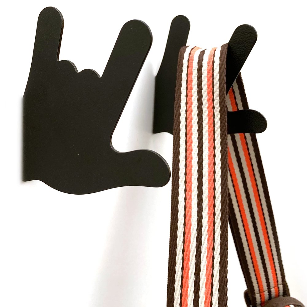 ASTUD Decorative Wall Mounted Hooks (2pcs) Functional Art, Funny, Space-Saving, Heavy Duty Metal Wall Hooks for Bags, Coats, Scarves, Keys, Towels and More (Rock-Black)