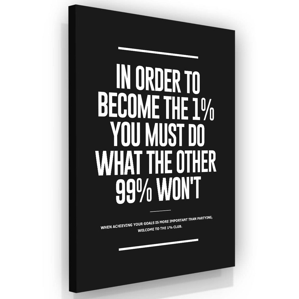 1% Entrepreneur Definition Wall Art Office Decor Canvas Print, Hustle Sign, Success Motivational Entrepreneurship, In Order To Become The 1% You Must Do What The Other 99%% Won't (36" x 24")