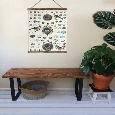 Foundation Entryway Bench - Solid Wood Bench with Steel Legs Carbon Grey / 32 inches