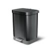 Glad Stainless Steel Step Trash Can with Clorox Odor Protection | Large Metal Kitchen Garbage Bin with Soft Close Lid, Foot Pedal and Waste Bag Roll Holder, 13 Gallon, All Pewter view 1