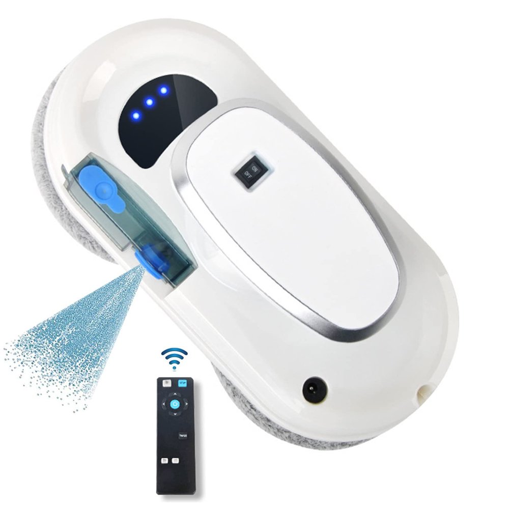 FONOBO Window Glass Cleaning Automatic Smart Robot Cleaner with Ultrasonic Water Spray & Control Remote, Comes with 12 Cleaning Cloths
