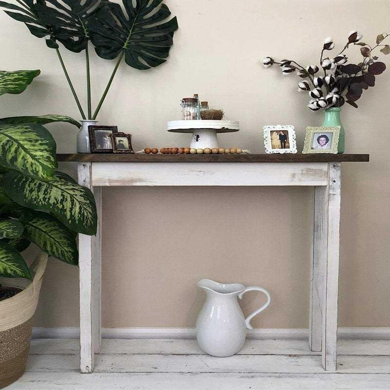 Sullivan Console Table - Handmade Farmhouse Entryway Table Aged Barrel/Castle Grey/No