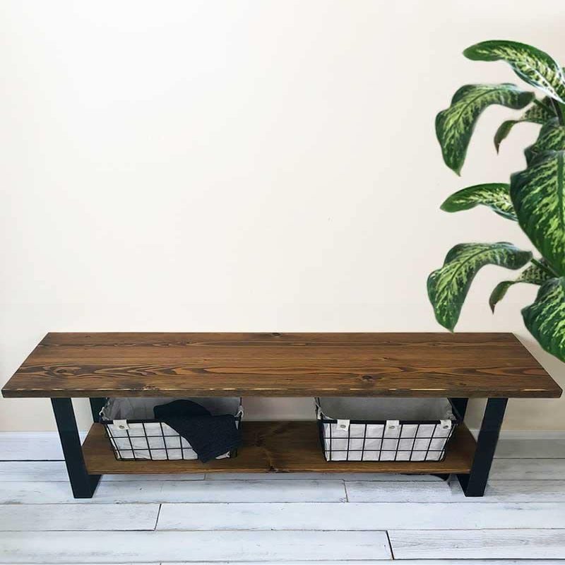 Foundation Bench - Solid Wood Entryway Bench with Shelf Espresso / 36 inches