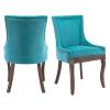 Aoowow Fabric Farmhouse Upholstered Side Chairs Set of 2, Vintage Solid Wood Kitchen Dining Room Chairs with Nailheads Solid Wood Legs (Lake Blue) view 1