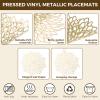 Chengu 80 Pieces Round Pressed Vinyl Placemats Metallic Hollow Out Leaf Flower Table Mats Decorative Wedding Round Placemat for Holiday Party Reception Home Kitchen Dining Table(Gold) view 3