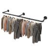 Livabber Industrial Pipe Clothes Rack, Heavy Duty Detachable Iron Garment Rack Wall Mounted, Rustic Saving Space Clothes Bar Multi-Purpose Hanging Rod for Bedroom, Closet, Black (50 Inch) view 1