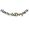 Cheers to 23 Years Banner Black Paper Sign Pre-Strung - Happy 23th Birthday Party Decorations - 23th Wedding Anniversary Decorations view 1