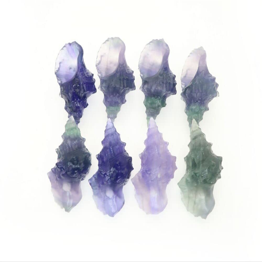 1pc 3.6" Rainbow Fluorite Carved Conch Crystal Skull,Crystal Healing Reality