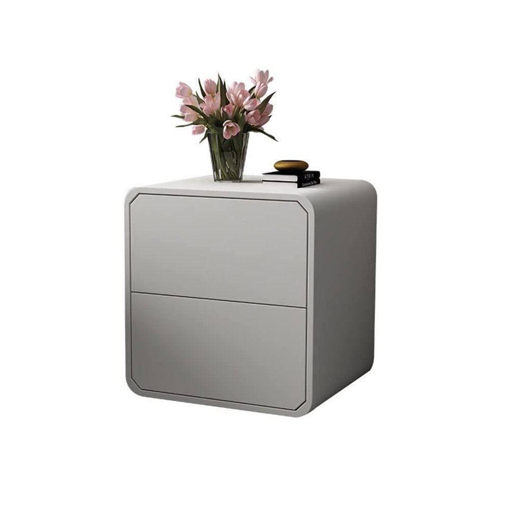 TOMYEUS Bedroom Nightstands Wood Bedside Table Modern Minimalist Storage Cabinet Living Room Bedroom Bedside Shelf Small Cabinet Bedside Table 2 Drawers (Light Gray) Beside Table for Living Room