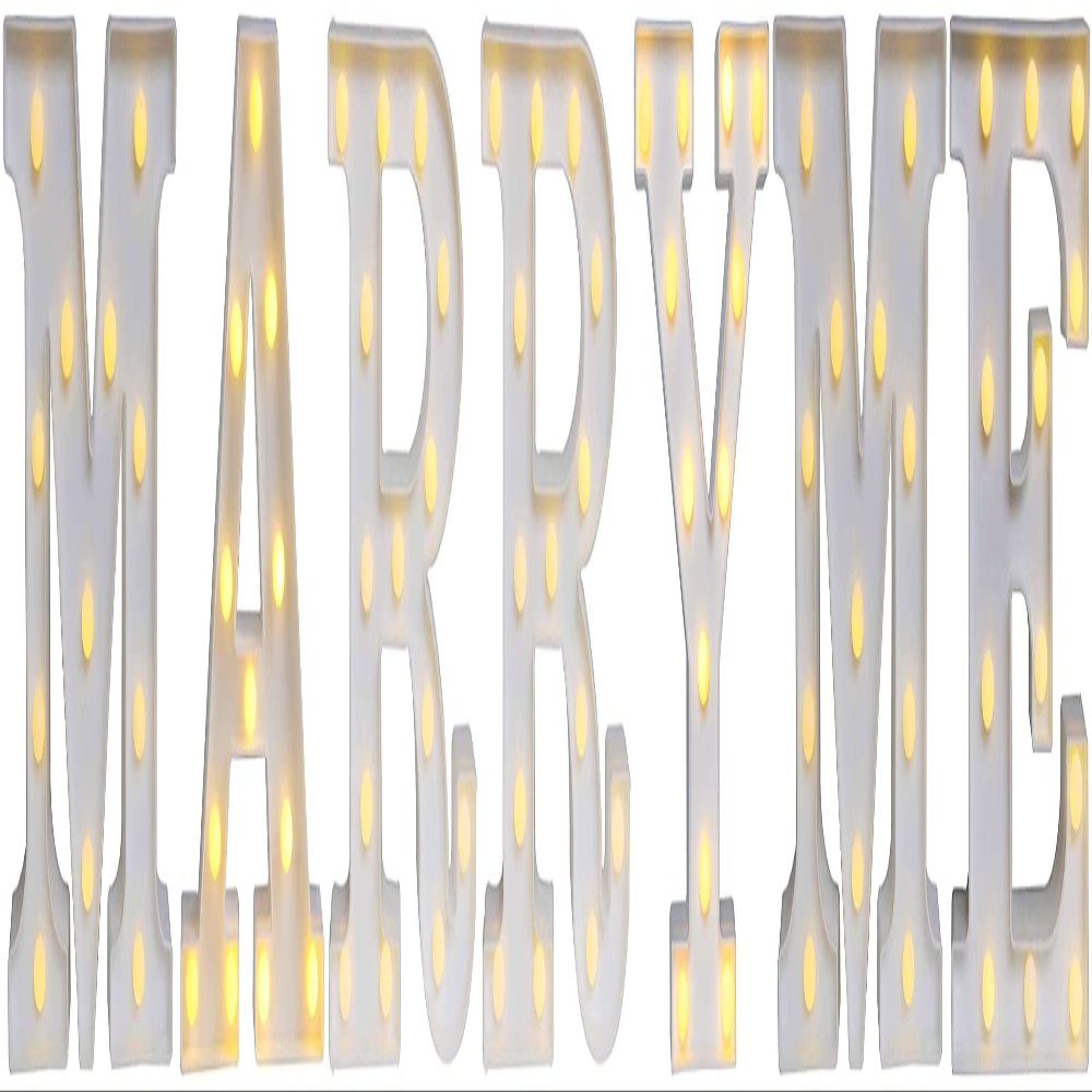 Fantasee Light Up Letters Lights, 26 Alphabet Light Up Marquee Number Letters Sign for Wedding Birthday Party Lamp Christmas Home Bar Decor (Marry ME)