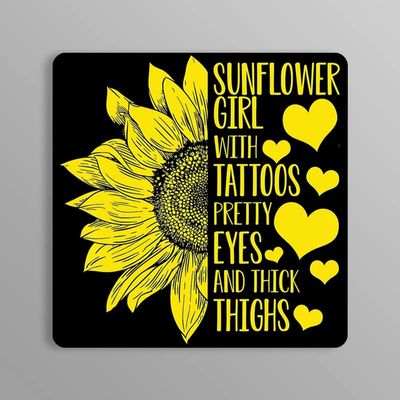 Sunflower Girl with Tattoos Pretty Eyes. |Great Gift Idea|Single |5 Inch Magnet | Made in The USA | Car Auto Tool Box RefrigeratorMagnet | FBMMAG11474