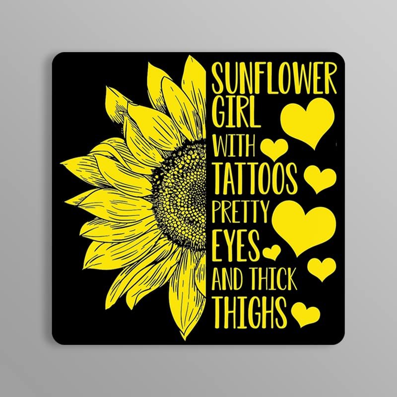 Sunflower Girl with Tattoos Pretty Eyes. |Great Gift Idea|Single |5 Inch Magnet | Made in The USA | Car Auto Tool Box RefrigeratorMagnet | FBMMAG11474