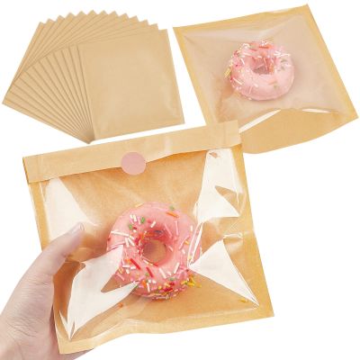 Ocmoiy Heat-Sealable Bakery Bags with Window, 7.1 x 7.5 Inches, 200 Pack