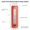 Sursip 32 oz Glass Water Bottle with Time Marker,1 Liter BPA-Free Reusable Motivational Water Bottle with Non-Slip Silicone Sleeve and Bamboo Lid, Leak-Proof, Dishwasher Safe view 3