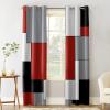 Red Black and Grey Blackout Curtains 42x84 inch Length 2 Panels Set, Modern Patchwork Art Abstract Room Darkening Curtains Grommet Thermal Insulated Window Drapes for Living Room Bedroom Decor view 1