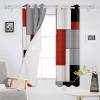 Red Black and Grey Blackout Curtains 42x84 inch Length 2 Panels Set, Modern Patchwork Art Abstract Room Darkening Curtains Grommet Thermal Insulated Window Drapes for Living Room Bedroom Decor view 3