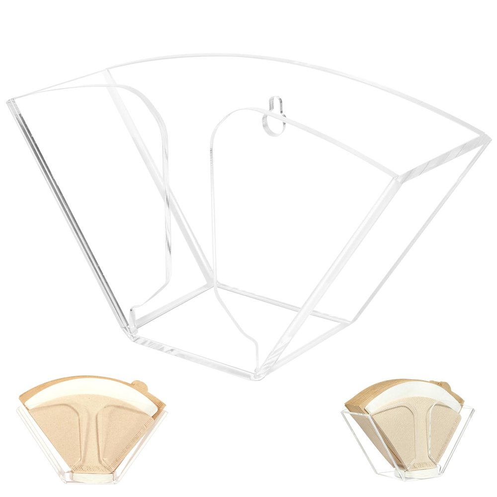 Kamehame Coffee Filter Holder, Wall Mount Coffee Filter Dispenser Rack, Clear Acrylic Storage Container for Aeropress, Cone Filters