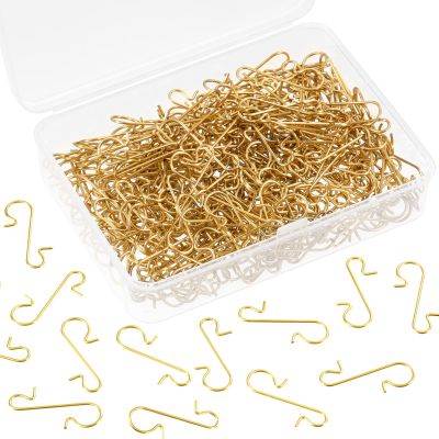 Tatuo 400 Pieces Christmas Ornament Hooks Ornament Hangers Xmas Metal Wire Hooks with Storage Box for Christmas Tree Decoration (Gold)
