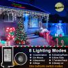 Heceltt White Christmas Lights Outdoor, 49FT 480 LED Ice Lights for Outside with 90 Drops Clear Wire 8 Modes Timer, Plug in Waterproof for Holiday Eaves Yard Roof Party Christmas Decoration view 2