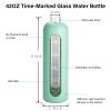 Sursip 32 oz Glass Water Bottle with Time Marker,1 Liter BPA-Free Reusable Motivational Water Bottle with Non-Slip Silicone Sleeve and Bamboo Lid, Leak-Proof, Dishwasher Safe view 3