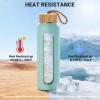 Sursip 32 oz Glass Water Bottle with Time Marker,1 Liter BPA-Free Reusable Motivational Water Bottle with Non-Slip Silicone Sleeve and Bamboo Lid, Leak-Proof, Dishwasher Safe view 4