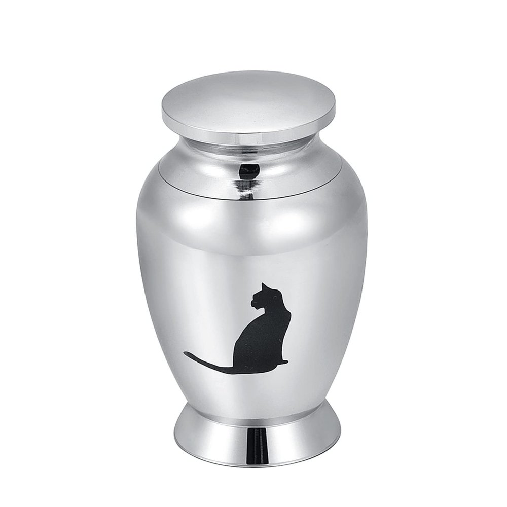 SHEIL Pet Cremation Urn Mini Funeral Casket for Cat Ashes Holder - Stainess Steel Memorial Urn Pet Eternal Love Keepsake Jewelry