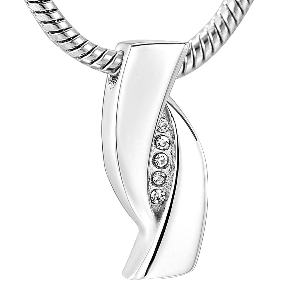 SHEIL Inlay Crytsal CZ Stones Cremation Jewelry for Ashes Holder Pendant Funeral Cremains Keepsake Urn Locket for Women