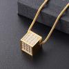 SHEIL Cube with Crystals Urn Pendant for Ashes Women Keepsake Jewelry Stainless Steel Square Funeral Memorial Ash Jewellery view 2