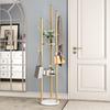 DOORXIFO Metal Gold Coat Racks Freestanding, Coat Hanger Stand, Hall Tree Rack for Hanging Hats, Scarves, Bags, Modern Coat Rack with Double Shelves, Corner Coat Rack, 9 Hooks, Gold view 1