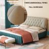 Flannel Backrest Headboard Wedge Reading Pillow Bed Back Support Pad for Sitting Up in Bed Daybed Bolster Upholstered for King Size Bed Bench Couch Bed,C,No headboard 78.7"/200cm view 4