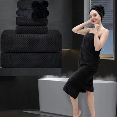 8 Piece Bathroom Towel Set Black |2 Oversized Large Bath Towels Sheet,2 Hand Towels and 4 Washcloths| 600GSM Ultra Soft Luxury Premium Towel Set Highly Absorbent Quick Dry Hotel Towel Collection
